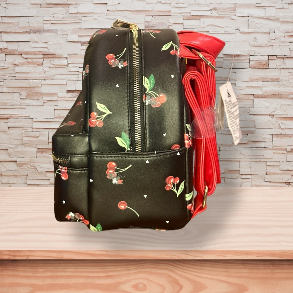 Disney Shanghai Minnie Mouse Black Cherry Print China Resort Mini Backpack NWT - Picture 4 of 6